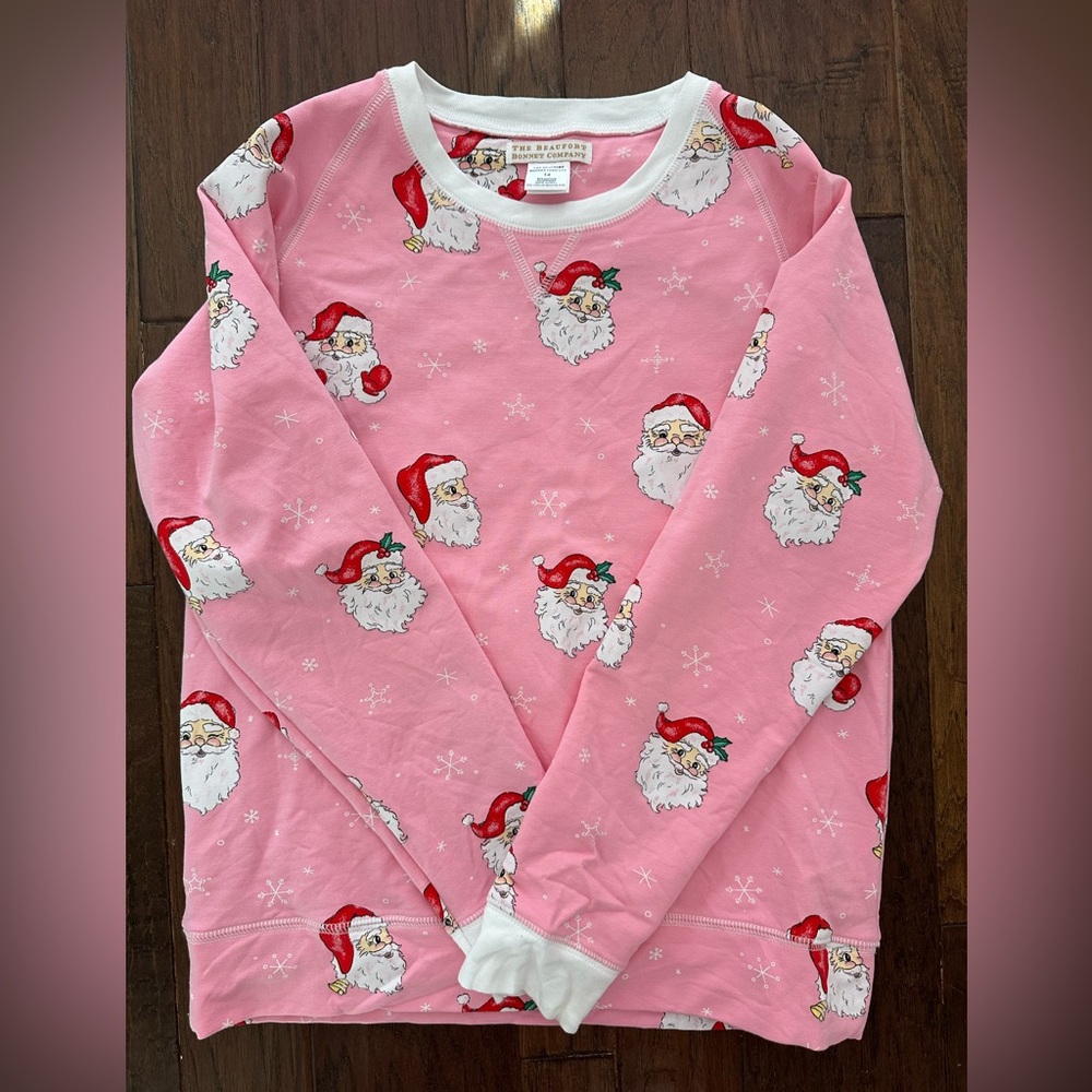 The Beaufort Bonnet Company Pink Santa Pajama Top